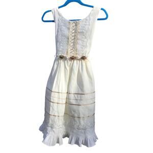 Vtg Western, Prairie, Hippie Victorian Tea Party Dress, Flower Girl, Girls Sz 6